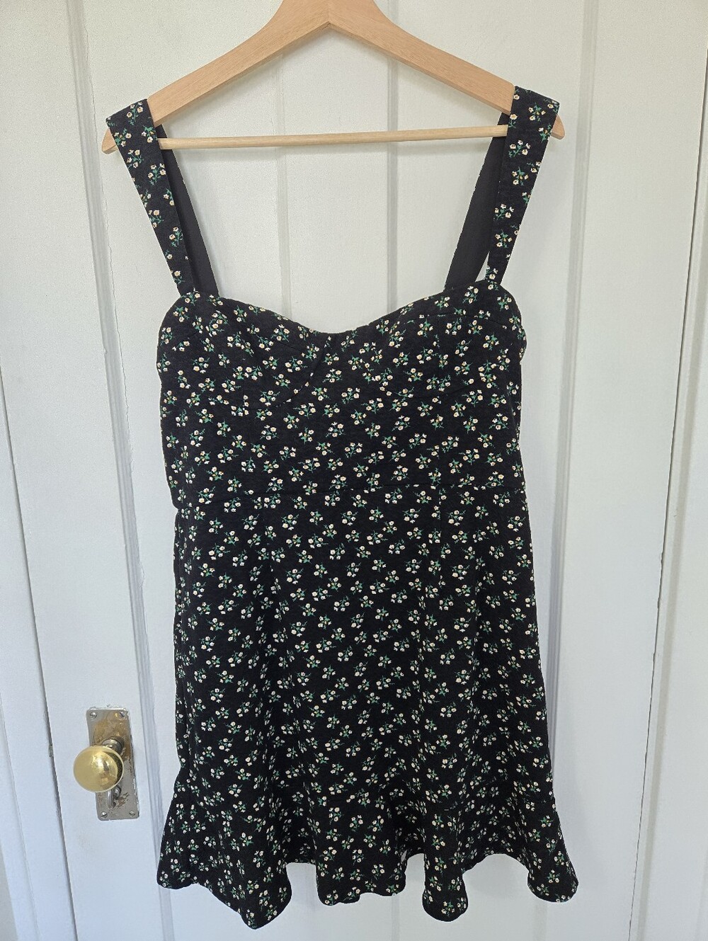 Hutch Women's Ditsy Floral Corset Mini Dress Size L Coquette Dark Floral Black